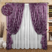Готовые шторы с тюлем Реалтекс модель № 072 фиолетовый