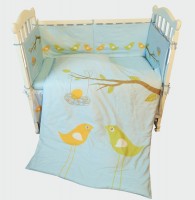 Комплект в кроватку Newtone сатин Нежность голубой (с фартуком)