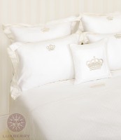 Постельное белье 2-спальное (евро) Luxberry сатин Queen (с нав 50x70) белый-бежевый