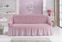 Натяжной чехол на трехместный диван Bulsan светло-розовый