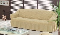 Натяжной чехол на трехместный диван Bulsan бежевый