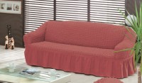 Натяжной чехол на трехместный диван Bulsan грязно-розовый