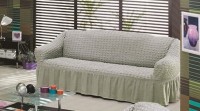 Натяжной чехол на трехместный диван Bulsan серый
