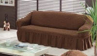 Натяжной чехол на трехместный диван Bulsan коричневый