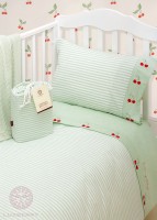 Постельное белье для новородженных Luxberry Вишеньки трикотаж-джерси зеленый-белый