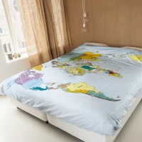 Постельное белье 2-спальное (евро) Newtone сатин Карта мира (с наволочками 50x70)